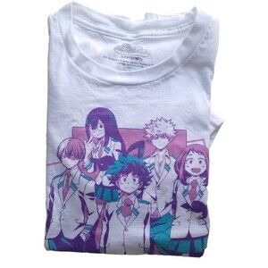 My Hero Academia Funmation Anime 100% Cotton White Graphic Adults Tee Small